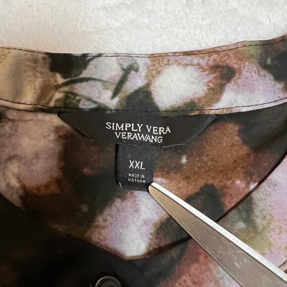 Simply Vera Vera Wang Floral Quarter Button Up Blouse Size XXL Bloomcore - Picture 4 of 9